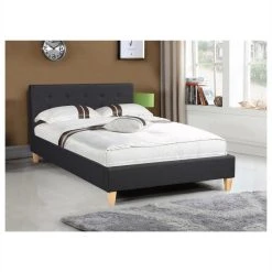IDIMEX Lit Simple LILLE, 120 X 190 Cm, Capitonné Avec Sommier, Revêtement E... -Talamo Magasin lit simple lille 120 x 190 cm capitonne avec sommier revetement en tissu noir 8194259 20888099 1140x1140