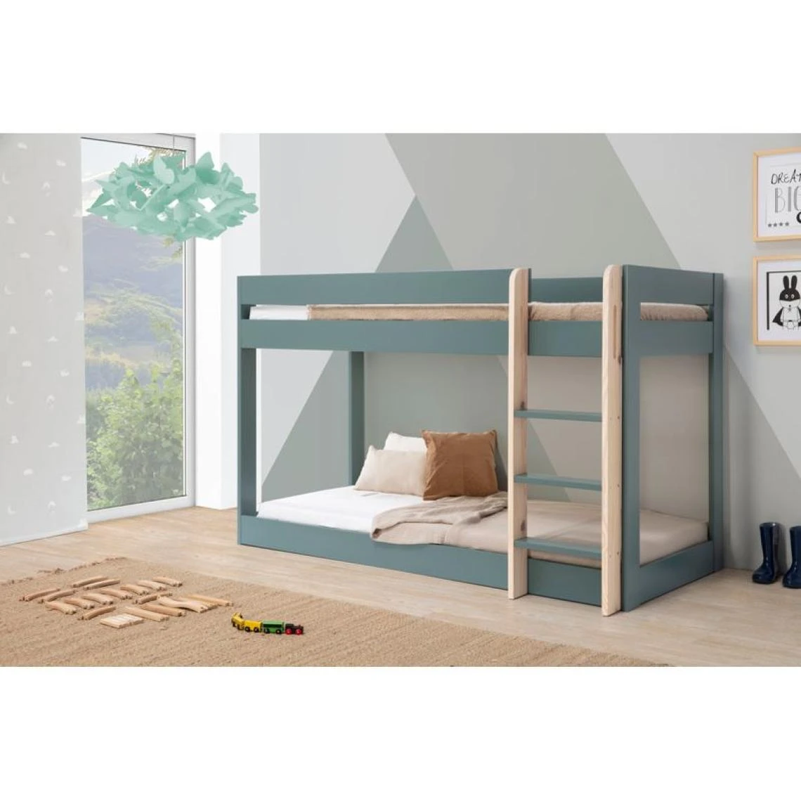 BUT Lit Superposé 2x90x190 Cm ESTEBAN Pin Massif Et Laqué Vert 4 BUT Lit Superposé 2x90x190 Cm ESTEBAN Pin Massif Et Laqué Vert – Image 2