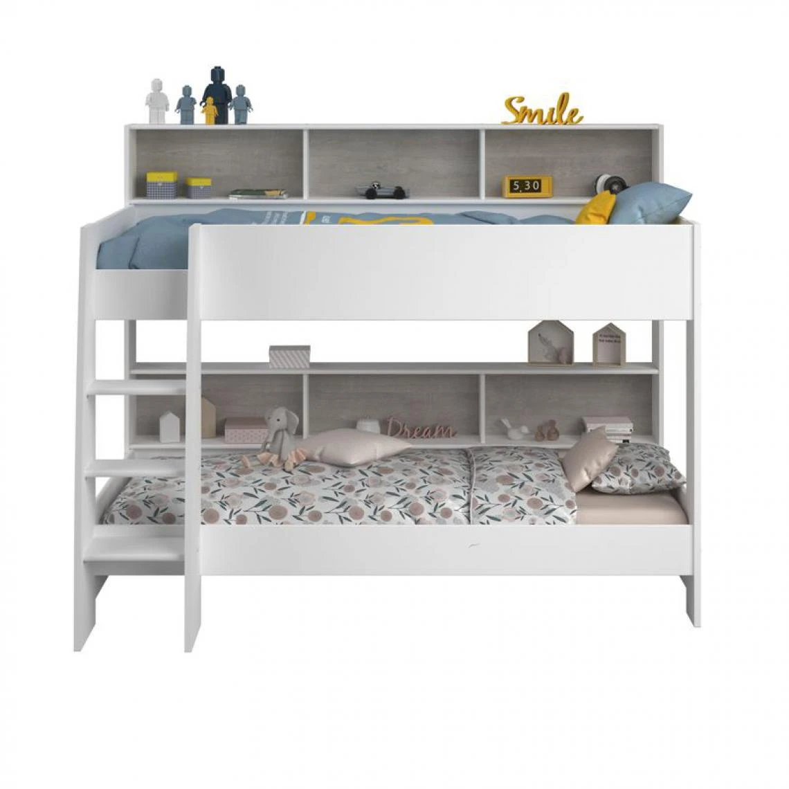 BUT Lit Superposé 90x200 Cm TAYLOR 2 Blanc Et Gris 5 BUT Lit Superposé 90x200 Cm TAYLOR 2 Blanc Et Gris – Image 3