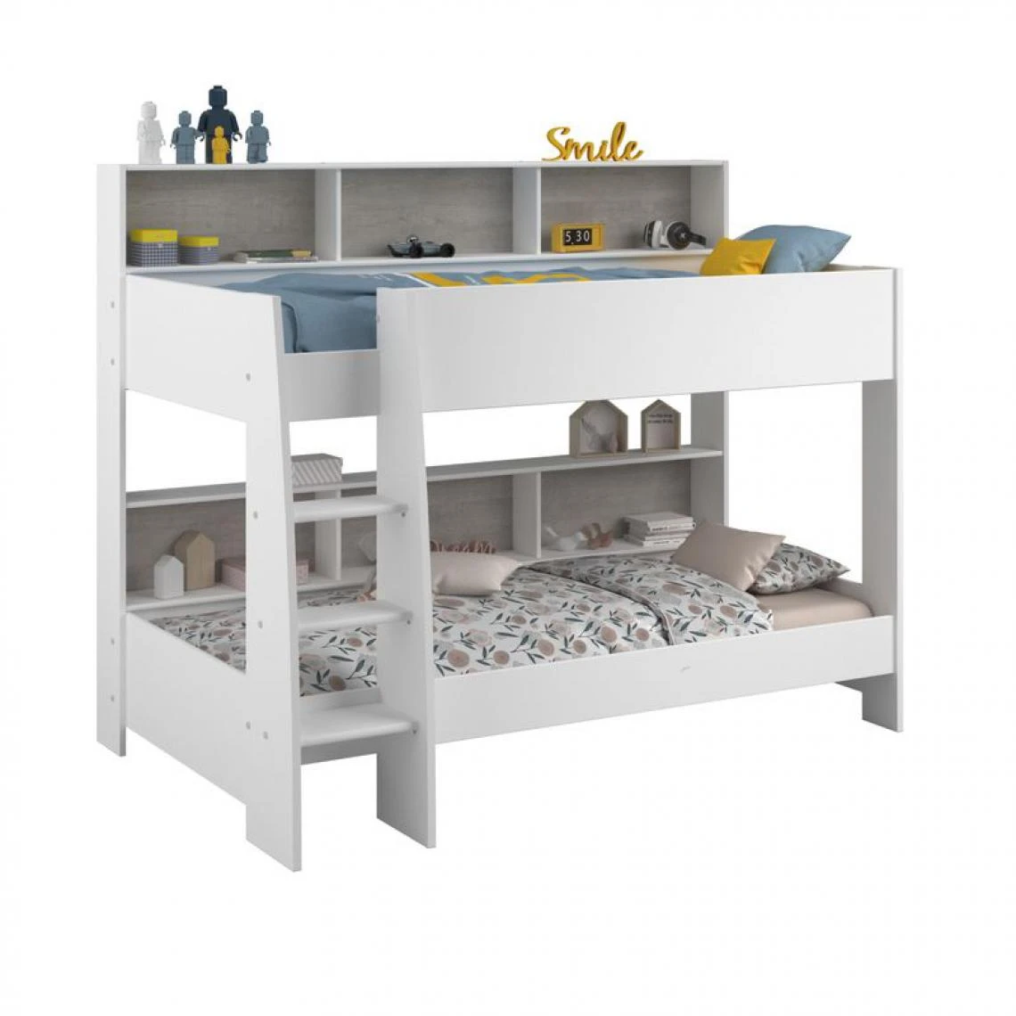 BUT Lit Superposé 90x200 Cm TAYLOR 2 Blanc Et Gris 6 BUT Lit Superposé 90x200 Cm TAYLOR 2 Blanc Et Gris – Image 4