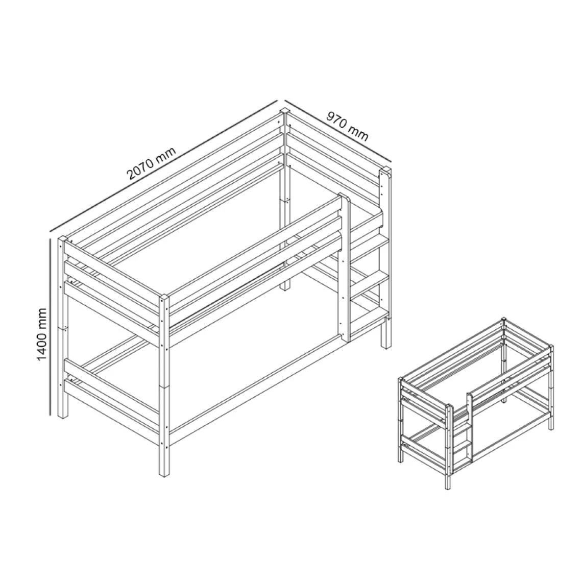 Mobistoxx Lit Superposé Morianne 90x200 Cm Blanc Sans Sommier 6 Mobistoxx Lit Superposé Morianne 90x200 Cm Blanc Sans Sommier – Image 4