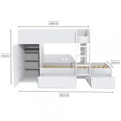 Le Quai Des Affaires Lit Superposé TWIN 90x190 Avec Armoire Et Tiroirs + 2 Sommiers / Blan... -Talamo Magasin lit superpose twin 90x190 avec armoire et tiroirs 2 sommiers blanc 10962248 28633116 1140x1140