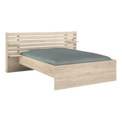 BUT Lit + Tiroir 140 X 190 Cm ESCALE 2 Imitation Chêne Et Blanc