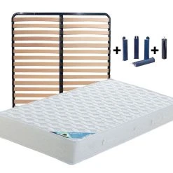 Altobuy Maldives - Pack Matelas + Lattes 160x200 + Pieds