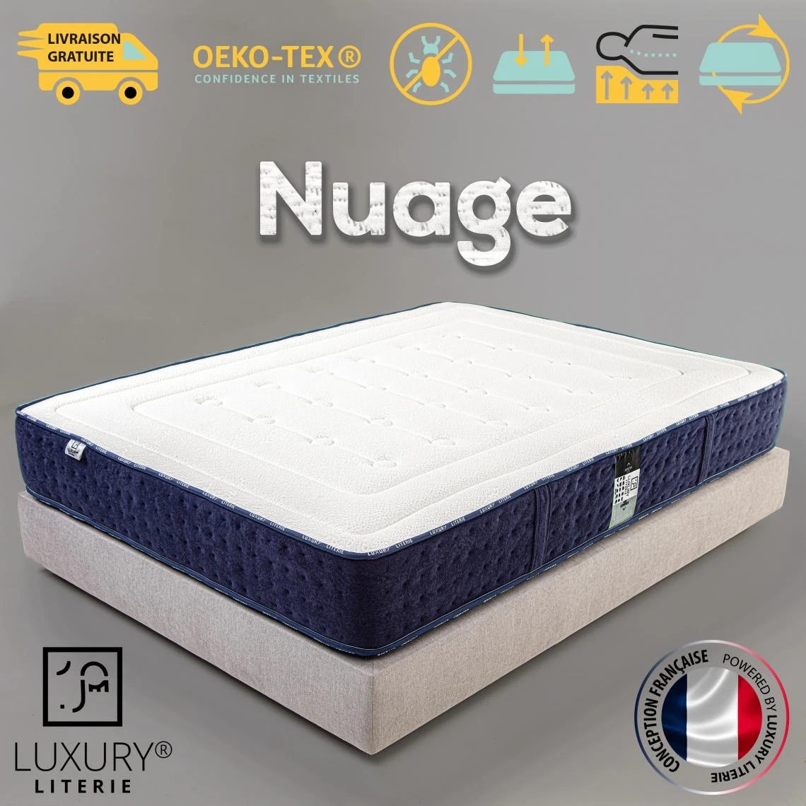 Luxury Literie Matelas 140x190 Cm Nuage 3 Luxury Literie Matelas 140x190 Cm Nuage