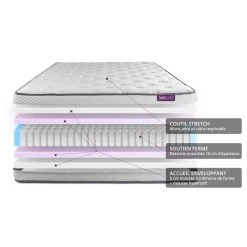 SEPTNUITS Matelas + Sommier 140x190 Memo Luxe Ressorts Ensachés + Mémoire De F... -Talamo Magasin matelas 160x200 double sommiers gris 80x200 memo luxe ressorts ensaches memoire de forme 5 zones de confort maxi epaisseu