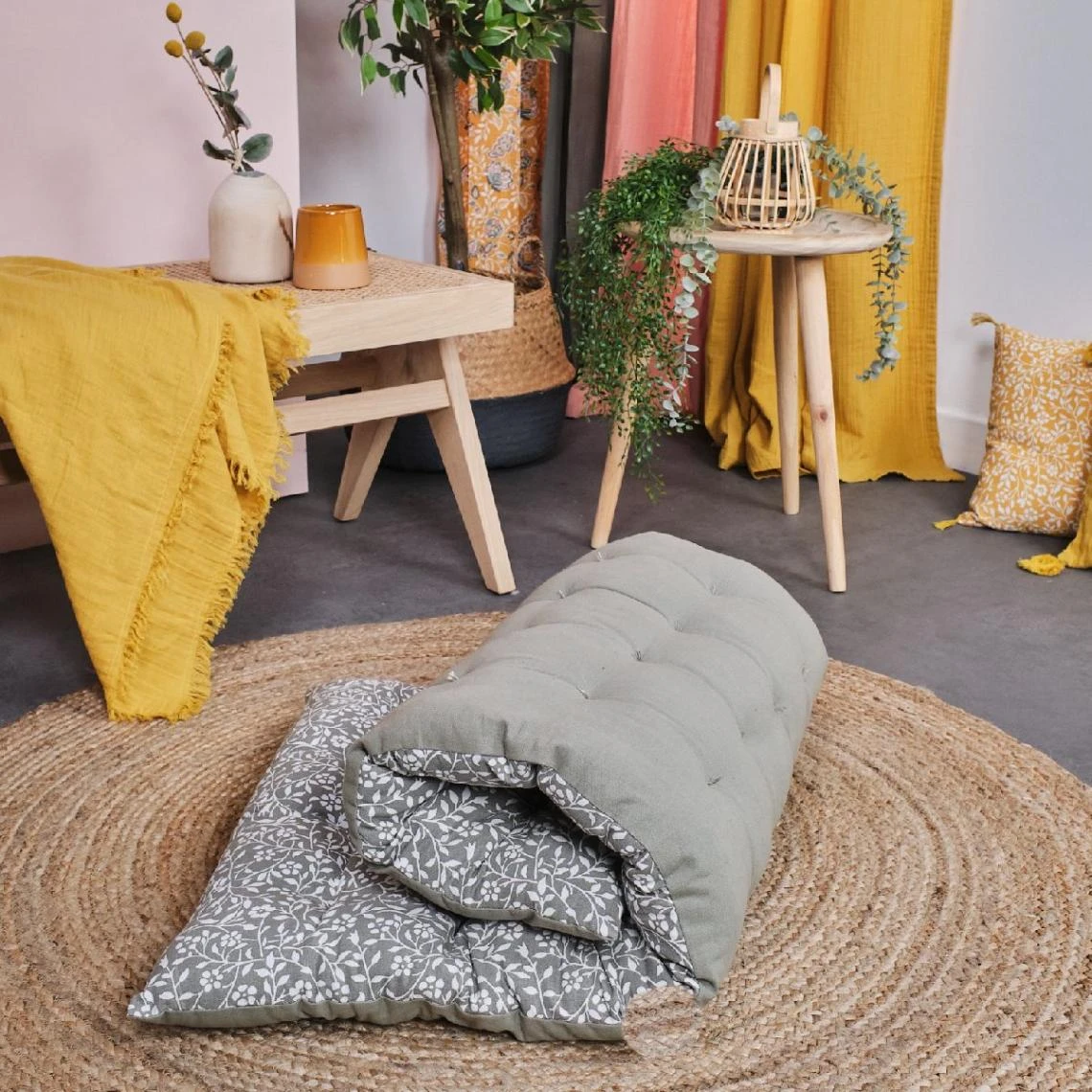 TODAY Matelas De Sol INDIAN FLOWERS Eden 60 X 120 X 7 Cm En Gaze De Coton Sa... 4 TODAY Matelas De Sol INDIAN FLOWERS Eden 60 X 120 X 7 Cm En Gaze De Coton Sa... – Image 2