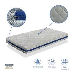 Dormalit Matelas Pour Lit Bébé 70x140 AQUA BREATHAIR - 11 CM - Noyau 100% Lav... -Talamo Magasin matelas pour lit bebe 70x140 aqua breathair 11 cm noyau 100 lavable respirant ecologique et recyclable 10576366 27485474 1140x1140