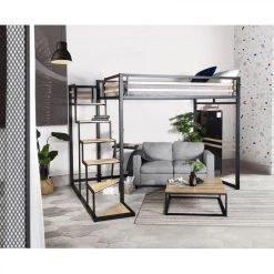BUT Mezzanine 140x200 Cm MARLEY En Acier Noir -Talamo Magasin mezzanine 140x200 cm marley en acier noir style industriel 10156504 26131504 1140x1140