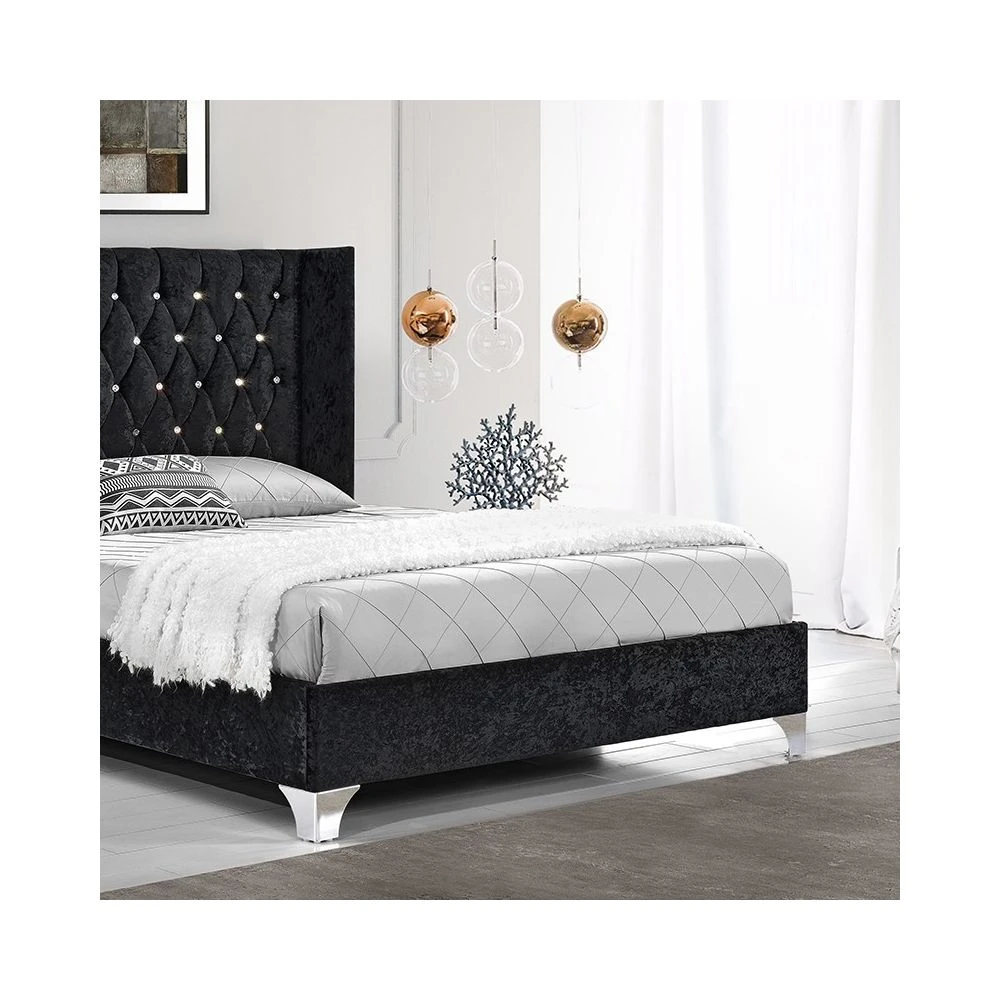 Meubler Design Lit Capitonné Grand Tête De Lit Focuse - Noir - 160x200 5 Meubler Design Lit Capitonné Grand Tête De Lit Focuse - Noir - 160x200 – Image 3