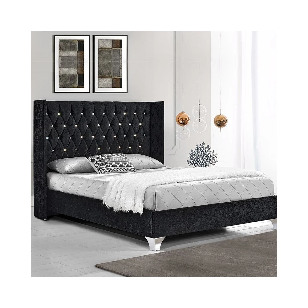 Meubler Design Lit Capitonné Grand Tête De Lit Focuse - Noir - 160x200 3 Meubler Design Lit Capitonné Grand Tête De Lit Focuse - Noir - 160x200