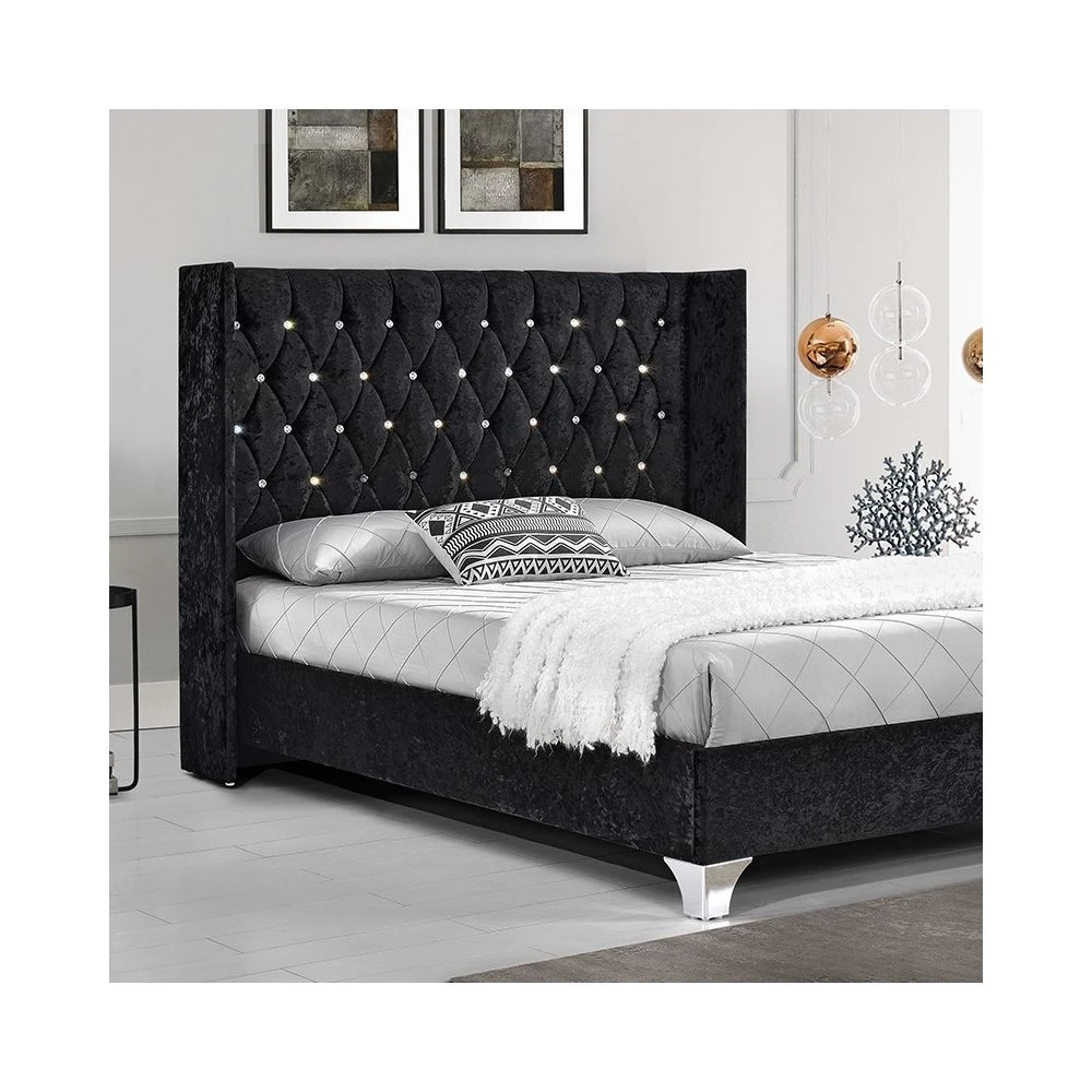 Meubler Design Lit Capitonné Grand Tête De Lit Focuse - Noir - 160x200 4 Meubler Design Lit Capitonné Grand Tête De Lit Focuse - Noir - 160x200 – Image 2