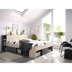 CSTORE SAX Lit Adulte - 140x190 Cm - 3 Tiroirs + Tete De Lit Avec Rangement -... 9 CSTORE SAX Lit Adulte - 140x190 Cm - 3 Tiroirs + Tete De Lit Avec Rangement -... -Talamo Magasin sax lit adulte 140x190 cm 3 tiroirs tete de lit avec rangement decor chene et anthracite 11037734 28832228 1140x1140