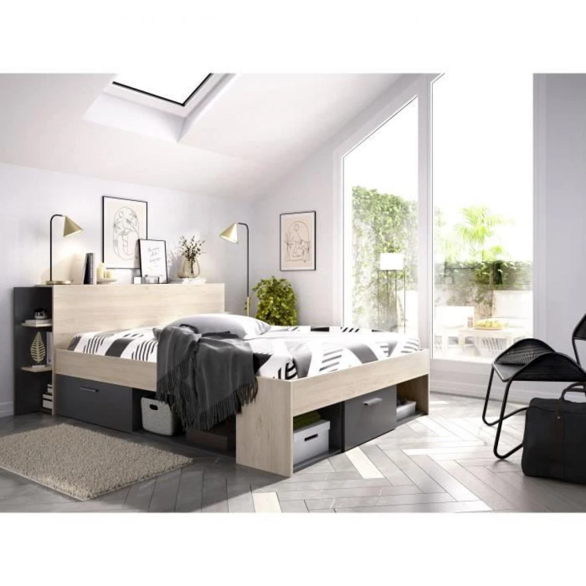 CSTORE SAX Lit Adulte - 140x190 Cm - 3 Tiroirs + Tete De Lit Avec Rangement -... 5 CSTORE SAX Lit Adulte - 140x190 Cm - 3 Tiroirs + Tete De Lit Avec Rangement -... – Image 3