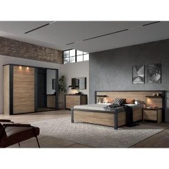 Altobuy SIWA - Lit 180x200cm Effet Bois Et Beton Ciré -Talamo Magasin siwa lit 180x200cm effet bois et beton cire 13703618 37790608 1140x1140