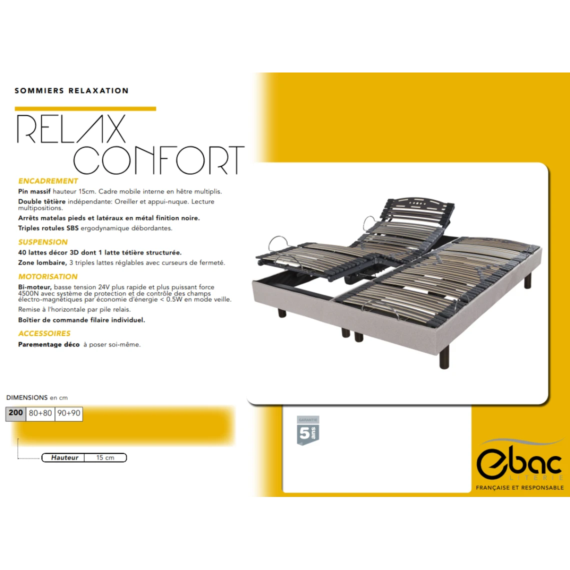 Divers Marques Sommiers 2x80x200 Electrique Relevable Relax Confort 4 Divers Marques Sommiers 2x80x200 Electrique Relevable Relax Confort – Image 2