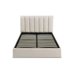 MENZZO Lit Coffre Songe + Sommier Tissu Beige 140cm