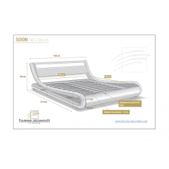 Fournier Decoration Soon Noir Liseré Blanc LED 140x190 Cm -Talamo Magasin soon noir lisere blanc led 140x190 cm 11713698 30874862 1140x1140