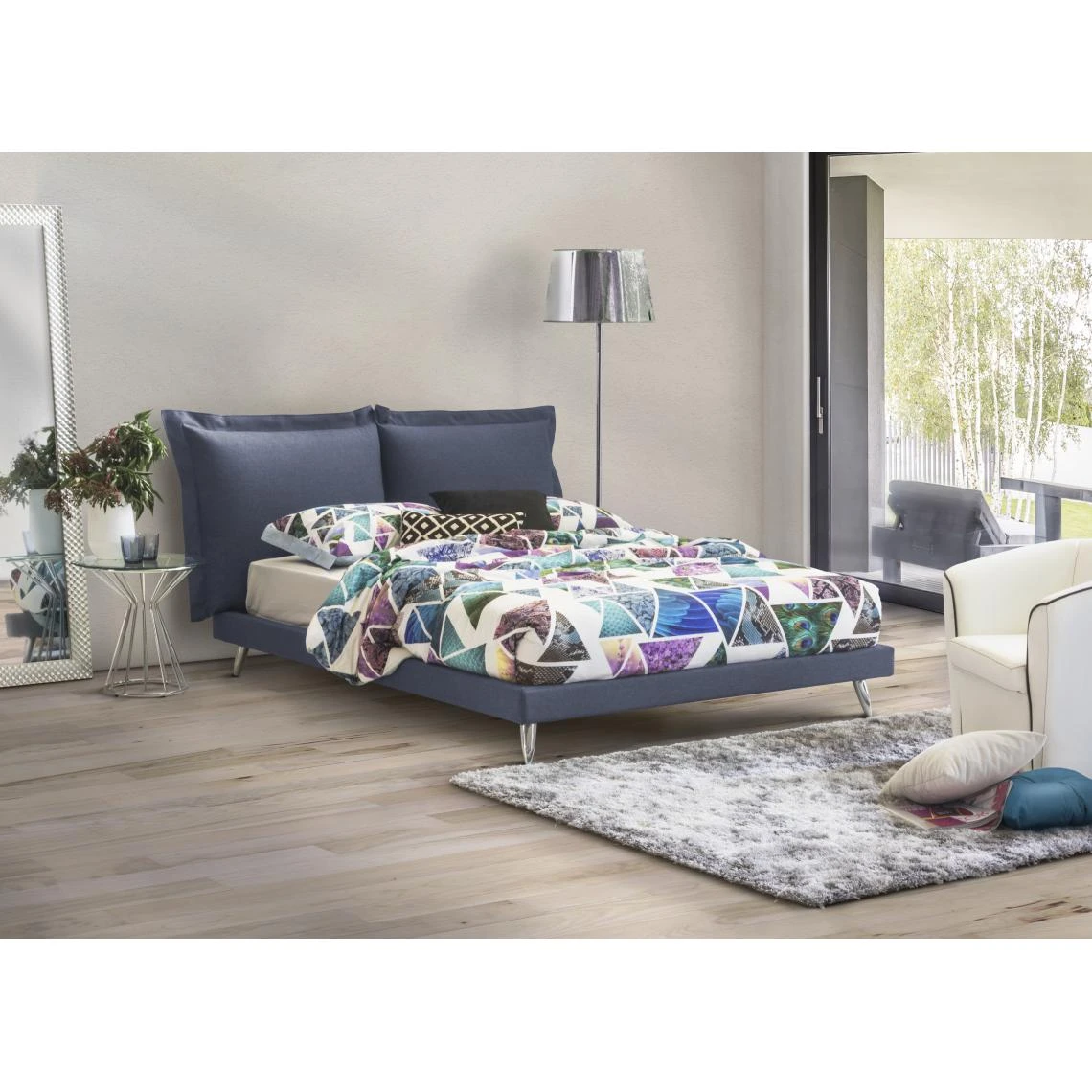 Autrement Talamo Italia Tania Lit Double Avec Tête De Lit, 215 X 190 H115 Cm, B... 3 Autrement Talamo Italia Tania Lit Double Avec Tête De Lit, 215 X 190 H115 Cm, B...