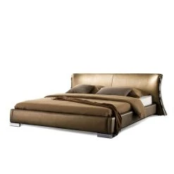 Beliani Lit Design En Cuir Double 180x200 Or PARIS - Or