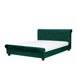 Beliani Lit Chesterfield En Velours Vert 160 X 200 Cm AVALLON - Vert