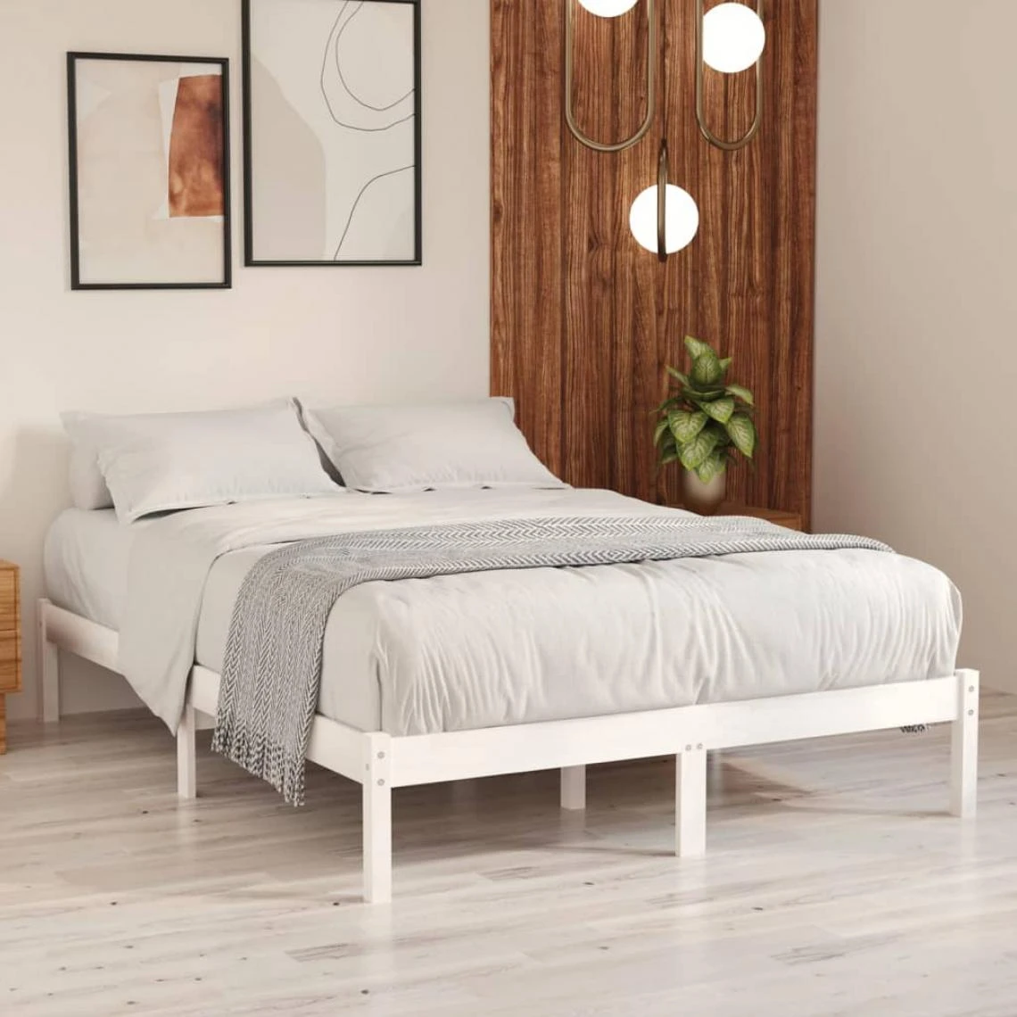 VidaXL Cadre De Lit Blanc Bois De Pin Massif 140x190 Cm 3 VidaXL Cadre De Lit Blanc Bois De Pin Massif 140x190 Cm