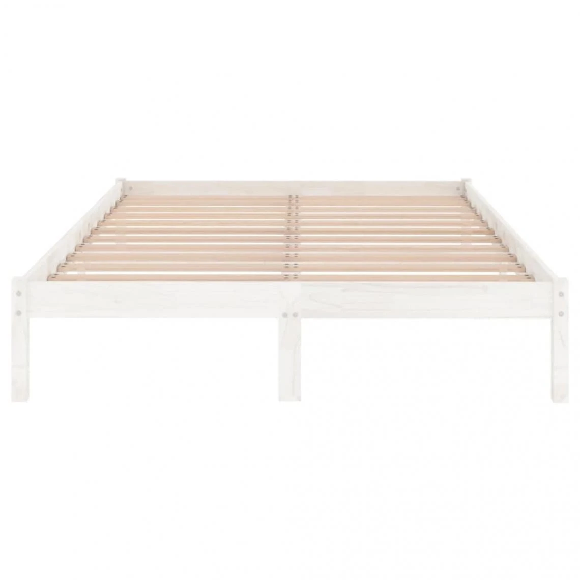 VidaXL Cadre De Lit Blanc Bois De Pin Massif 140x190 Cm 6 VidaXL Cadre De Lit Blanc Bois De Pin Massif 140x190 Cm – Image 4