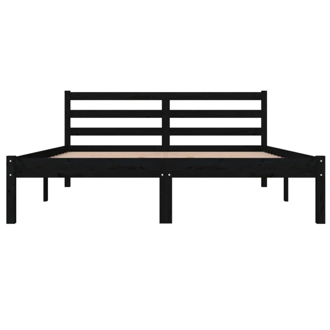 VidaXL Cadre De Lit Bois De Pin Massif 140x190 Cm Noir 5 VidaXL Cadre De Lit Bois De Pin Massif 140x190 Cm Noir – Image 3
