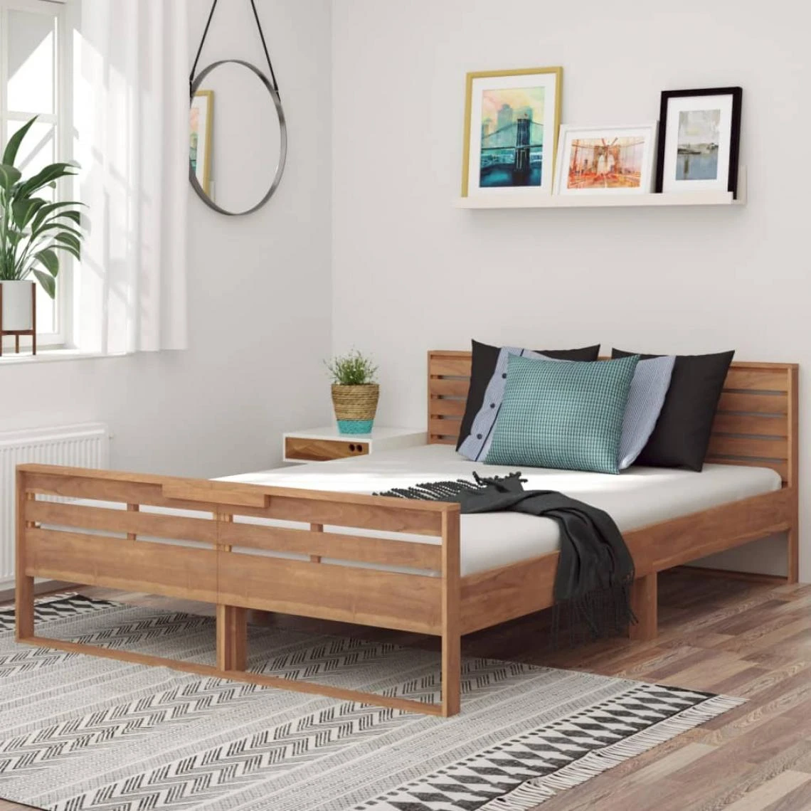 VidaXL Cadre De Lit Bois De Teck Massif 140x200 Cm 3 VidaXL Cadre De Lit Bois De Teck Massif 140x200 Cm