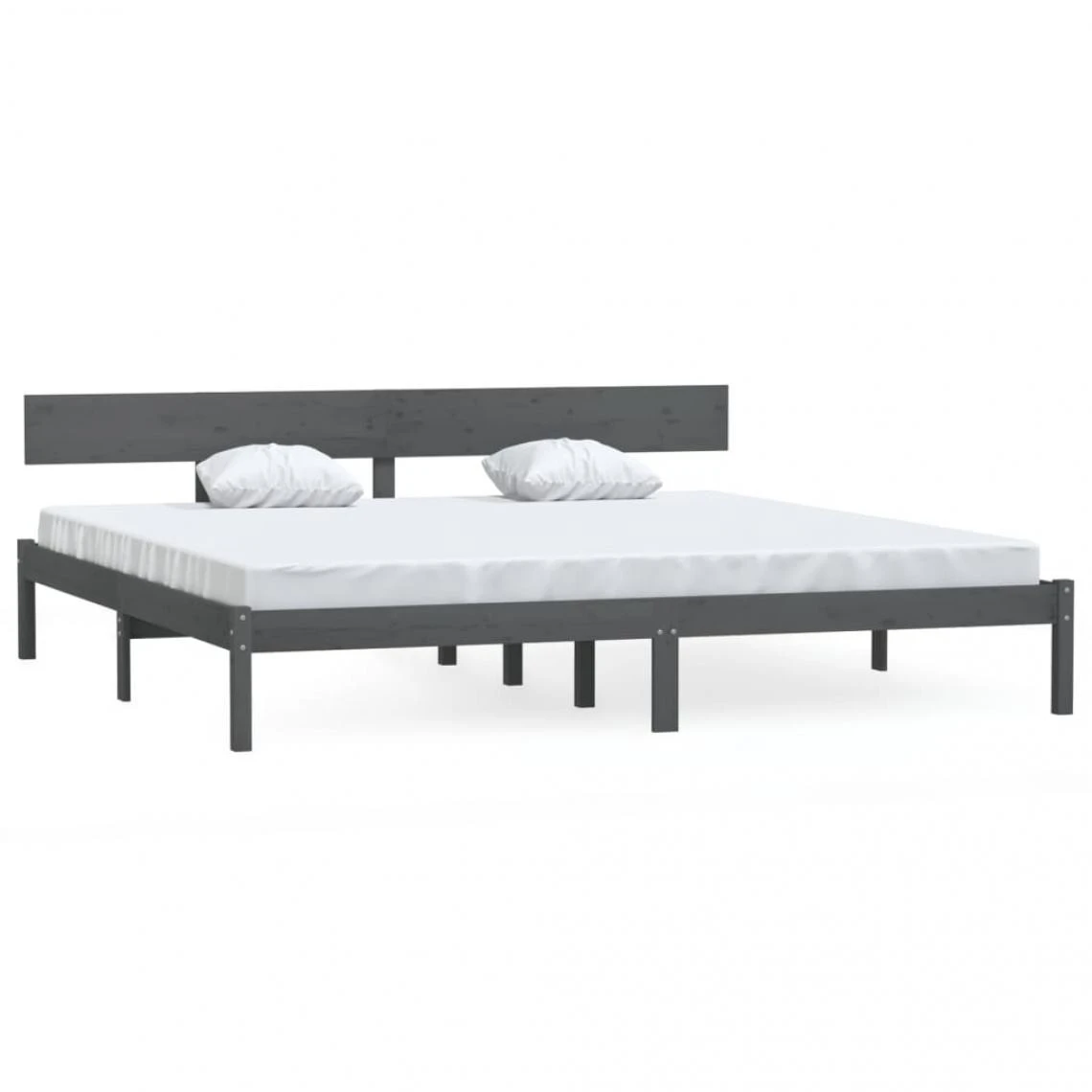 VidaXL Cadre De Lit Gris Bois De Pin Massif 180x200 Cm UK Super King 4 VidaXL Cadre De Lit Gris Bois De Pin Massif 180x200 Cm UK Super King – Image 2