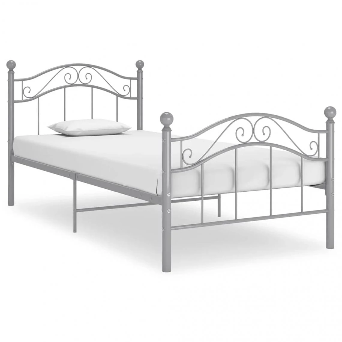 VidaXL Cadre De Lit Gris Métal 100x200 Cm 3 VidaXL Cadre De Lit Gris Métal 100x200 Cm