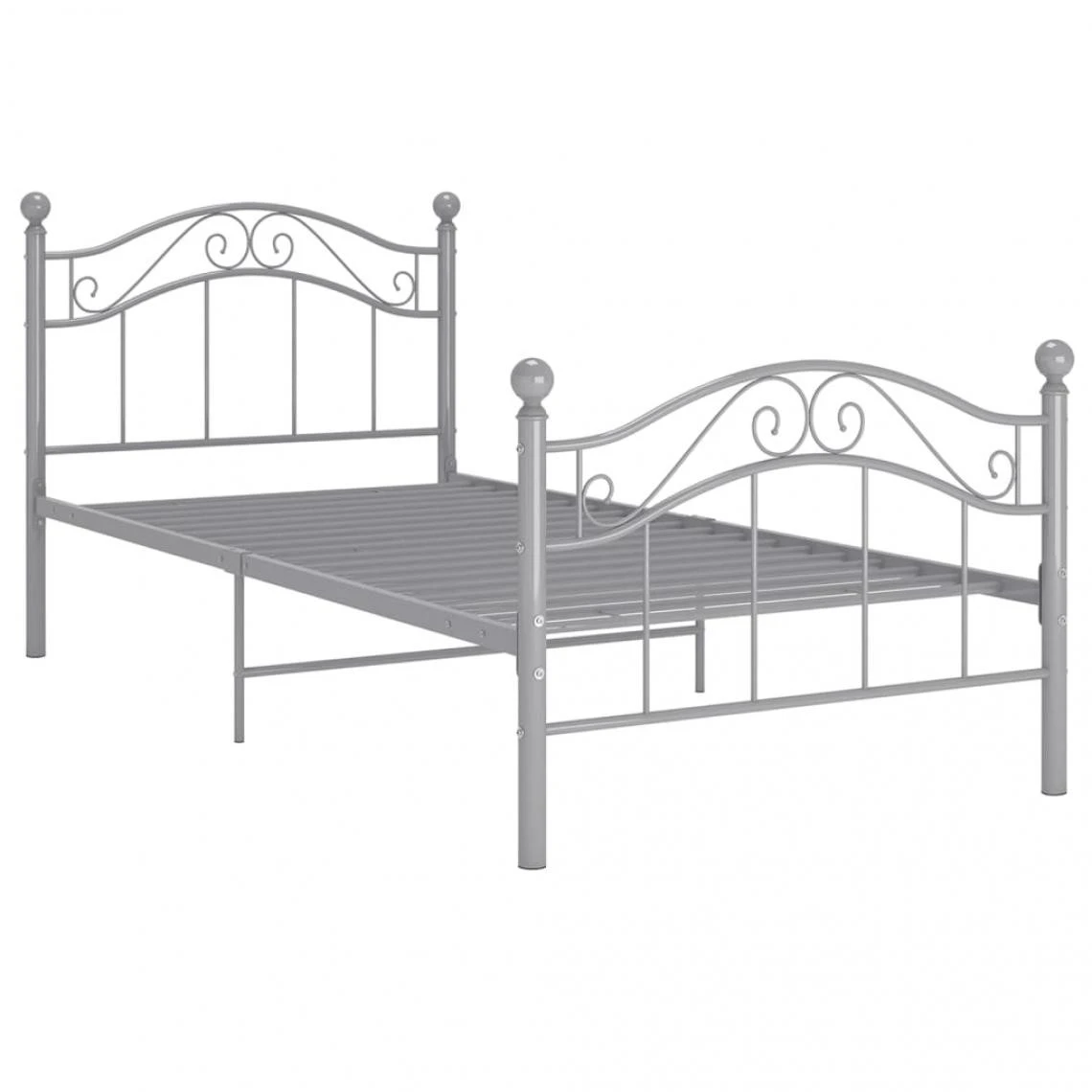 VidaXL Cadre De Lit Gris Métal 100x200 Cm 4 VidaXL Cadre De Lit Gris Métal 100x200 Cm – Image 2