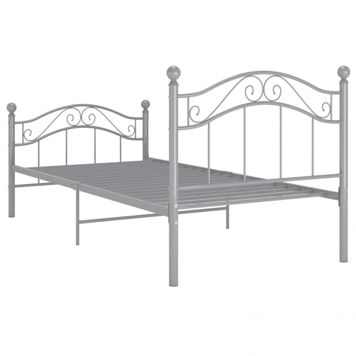VidaXL Cadre De Lit Gris Métal 100x200 Cm 7 VidaXL Cadre De Lit Gris Métal 100x200 Cm – Image 5