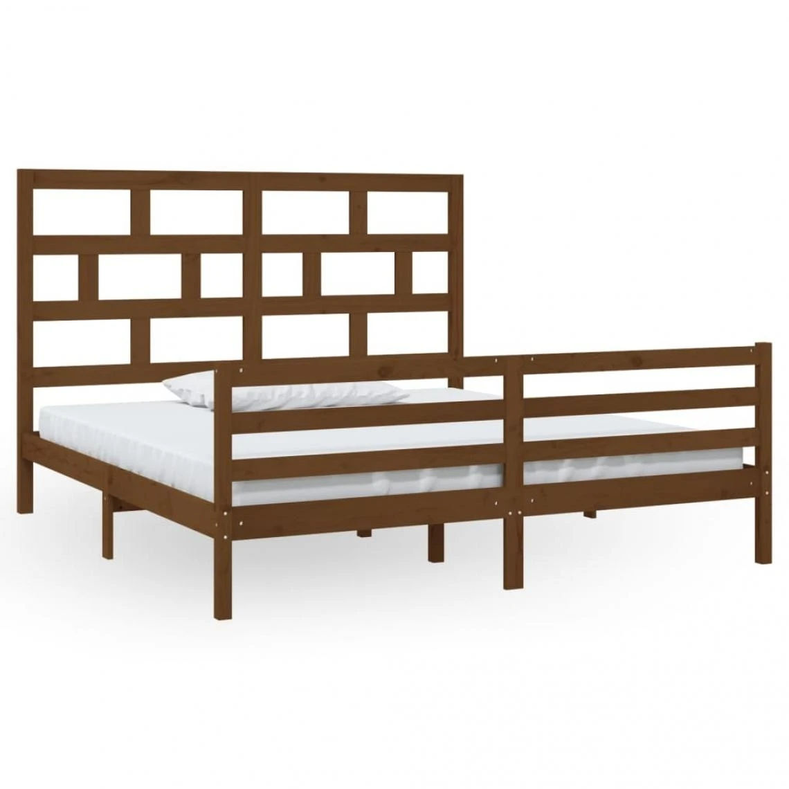 VidaXL Cadre De Lit Marron Miel Bois Massif 180x200 Cm Super King 4 VidaXL Cadre De Lit Marron Miel Bois Massif 180x200 Cm Super King – Image 2