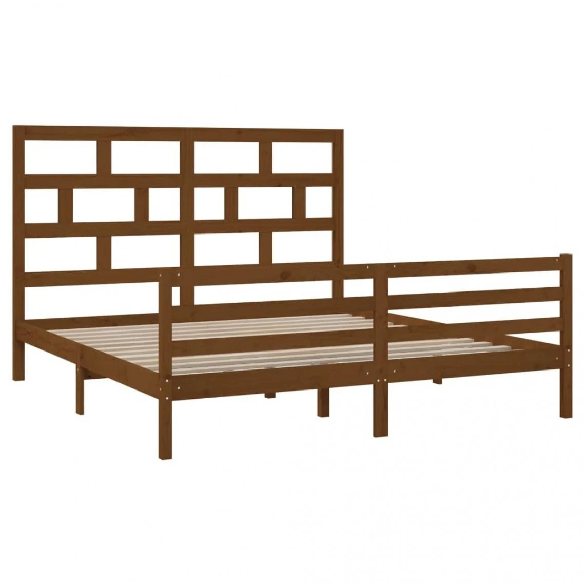 VidaXL Cadre De Lit Marron Miel Bois Massif 180x200 Cm Super King 5 VidaXL Cadre De Lit Marron Miel Bois Massif 180x200 Cm Super King – Image 3
