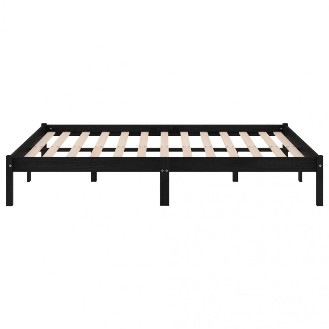 VidaXL Cadre De Lit Noir Bois De Pin Massif 140x190 Cm 7 VidaXL Cadre De Lit Noir Bois De Pin Massif 140x190 Cm – Image 5