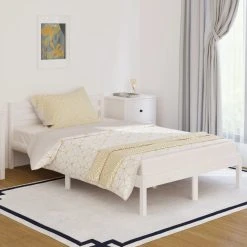 VidaXL Cadre De Lit Bois Massif De Pin 120x200 Cm Blanc