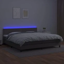 VidaXL Sommier Tapissier Et Matelas Et LED Gris 200x200 Cm Similicuir -Talamo Magasin vidaxl sommier tapissier et matelas et led gris 200x200 cm similicuir 13887648 38488884 1140x1140