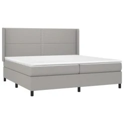 VidaXL Sommier Tapissier Matelas Et LED Gris Clair 200x200 Cm Tissu -Talamo Magasin vidaxl sommier tapissier matelas et led gris clair 200x200 cm tissu 13885370 38477494 1140x1140