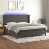VidaXL Sommier Tapissier Matelas Et LED Gris Foncé 200x200 Cm Velours